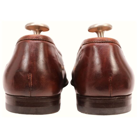 Santoni Italy All Leather Tassel Loafers Brown Moccasins Men's 11.5D Dress Shoes - Picture 4 of 14